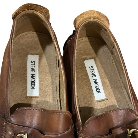 Steve Madden Mens Virage Loafer 10 Shoes Brown Leather chapmen Slip-On Horsebit - Picture 4 of 8